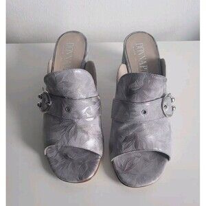 Donna Piu Women's Gray Suede Leather Open-Toe Slides Sandals Size 39 Eur/8.5 Us